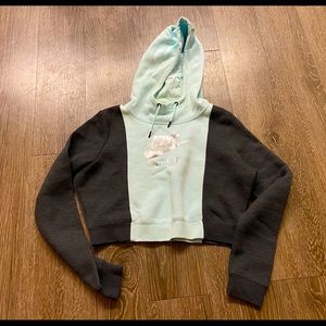Nike Air Aqua and Grey Cropped Hoodie